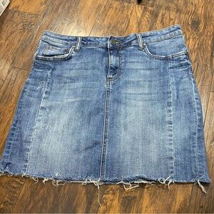KUT From The Kloth Blue Connie Skirt With Fray Hem Size 12